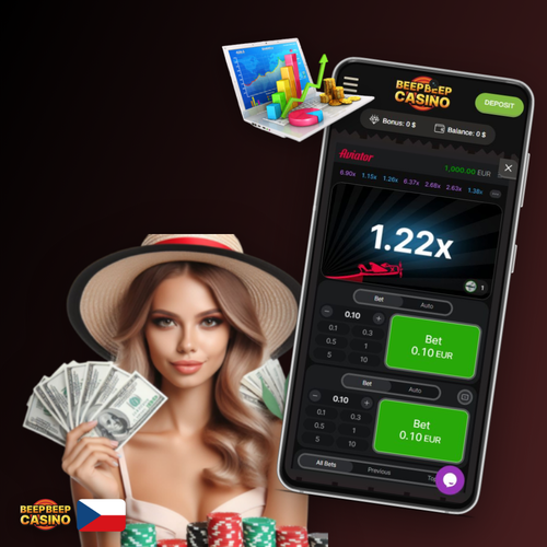 Beep Beep Casino Aviator – červené letadlo stoupá po křivce multiplikátoru