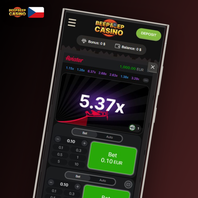 Ikona auto-cashout Aviatoru – automatický výběr výhry při zvoleném multiplikátoru v Beep Beep Casino