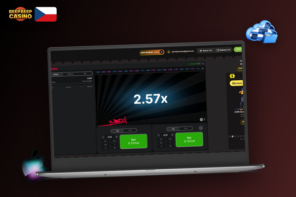 Smartphone a notebook s Aviator hrou v prohlížeči bez instalace v Beep Beep Casino