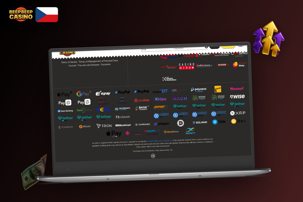 Beep Beep Casino desktop v režimu celé obrazovky s katalogem slotů a živým chatem
