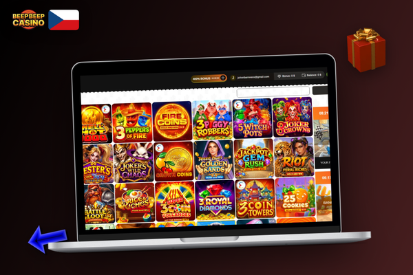 Přihlašovací obrazovka Beep Beep Casino pro PC s poli pro e-mail a heslo