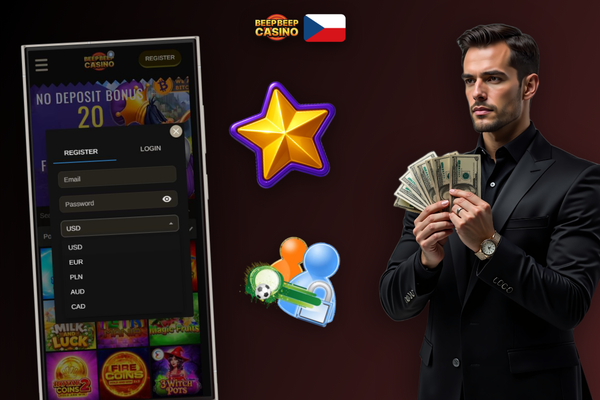 Detail registračního formuláře Beep Beep Casino se zvýrazněným polem pro promo kód DUCK250