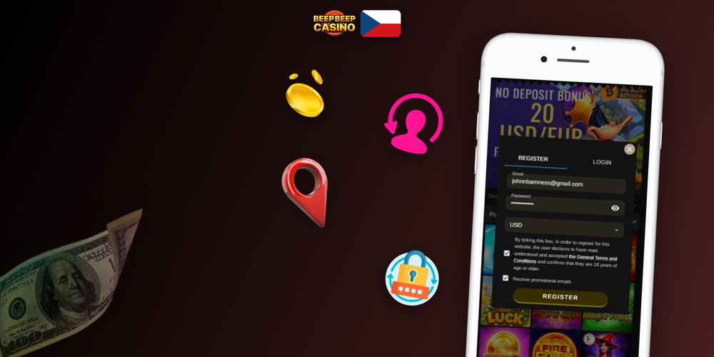 Infografika tří kroků ověření totožnosti KYC v Beep Beep Casino – nahrání dokladu až po schválení