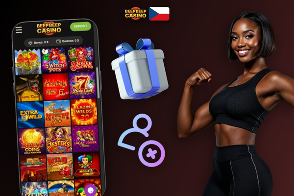 Pokladna Beep Beep Casino aplikace s ikonami Visa, Mastercard, Skrill a Bitcoin