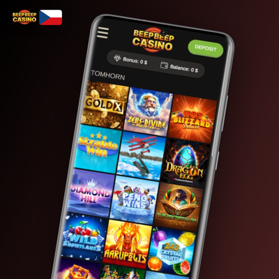Výběr barevných slotů v Beep Beep Casino aplikaci — přes 5000 titulů v mobilu