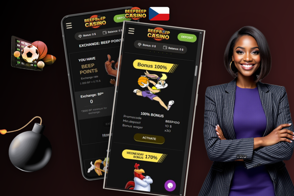 Beep Beep Casino bonus 250 % na první vklad – koláž s herními prvky